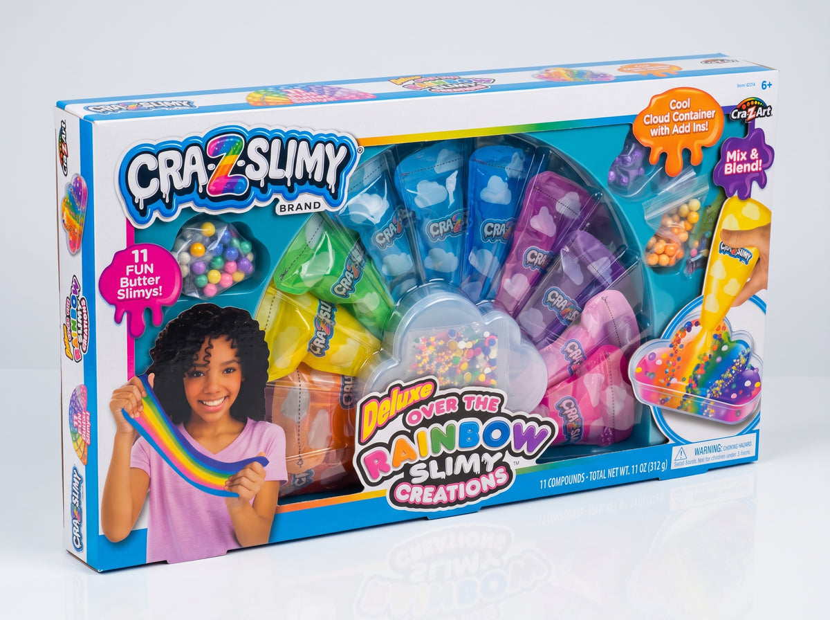 Cra-Z-Art Cra-Z-Slimy Regenbogen Slime Set (22-teilig, 312g) – DIY Schleim mit Perlen & Konfetti
