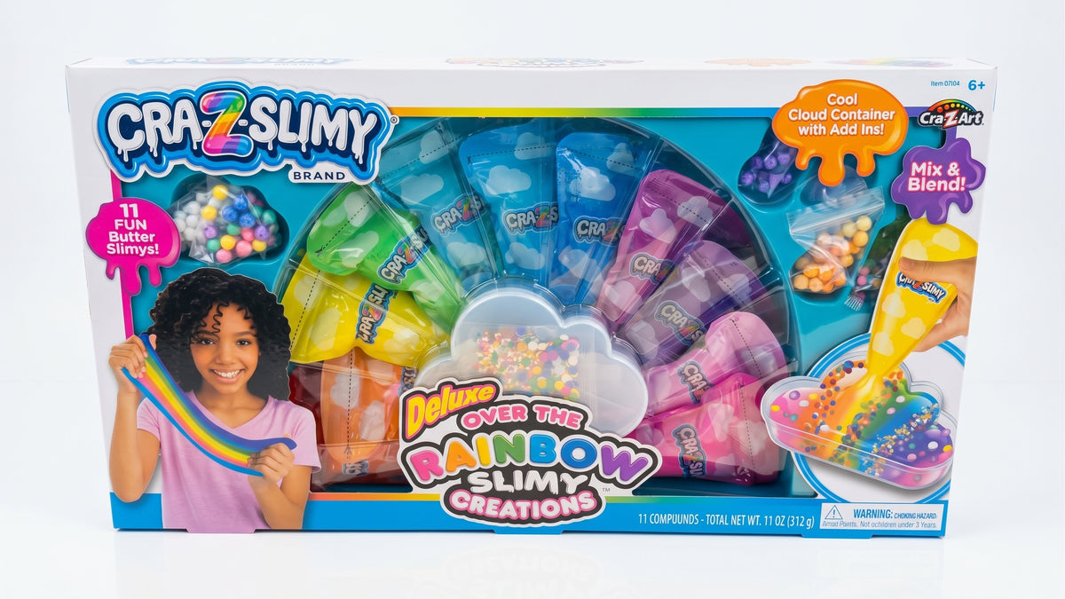 Cra-Z-Art Cra-Z-Slimy Regenbogen Slime Set (22-teilig, 312g) – DIY Schleim mit Perlen & Konfetti